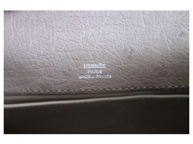 Hermès Hermes Kelly Straußenschleppbeutel Grau - Ansicht 12