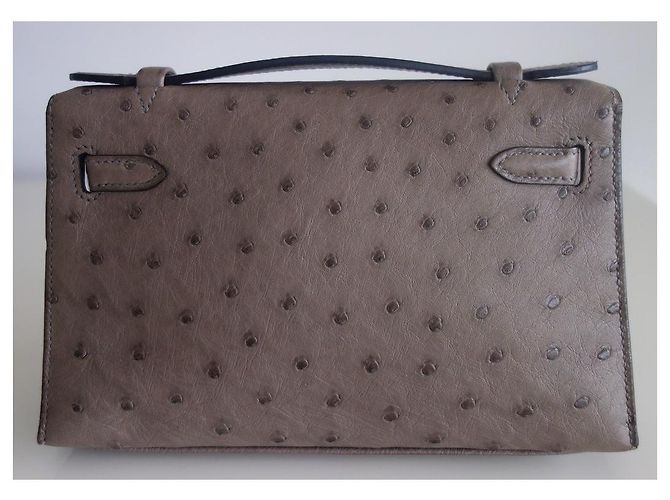 Hermès Hermes Kelly Straußenschleppbeutel Grau - Ansicht 2