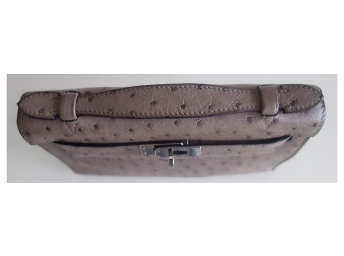 Hermès Hermes Kelly Straußenschleppbeutel Grau - Ansicht 8