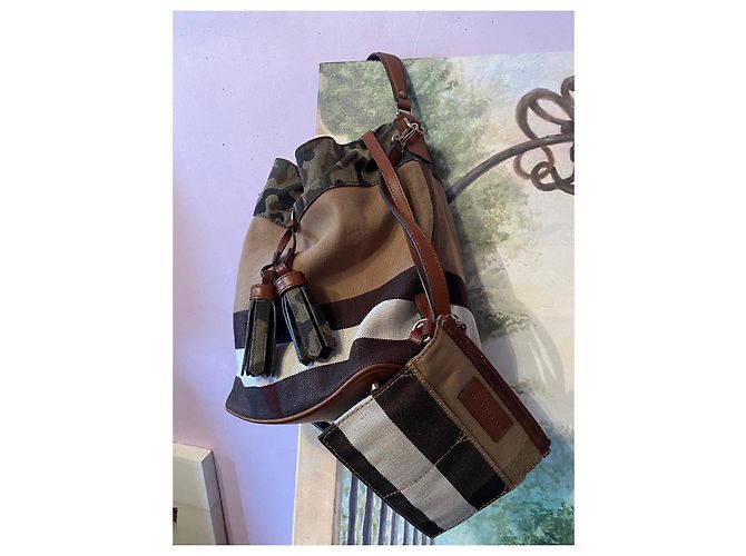 Borsa Burberry in pelle beige - vista 4