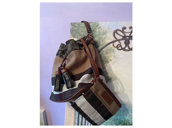 Borsa Burberry in pelle beige - vista 5