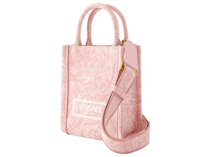 Mini sacola Athena - Versace - Algodão - Rosa - vista 2