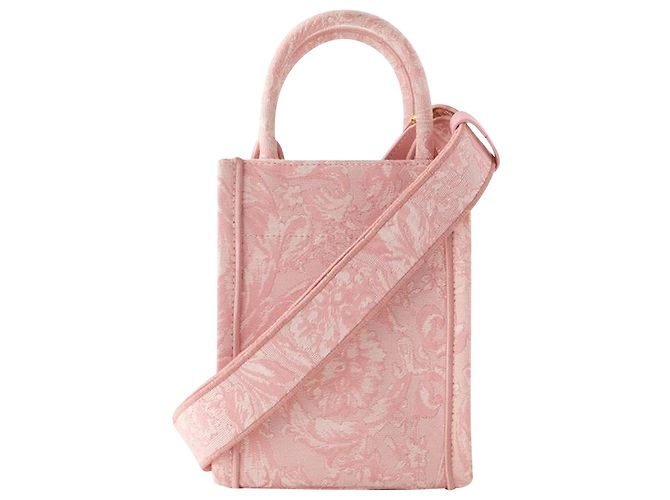 Mini sacola Athena - Versace - Algodão - Rosa - vista 3
