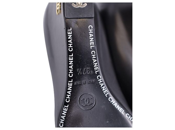 Classique Escarpins compensés Chanel Cap-Toe en cuir noir - vue 6