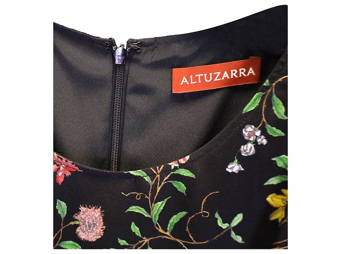 Vestido Altuzarra Sylvia com estampa floral em seda preta Impressão em python - vista 3
