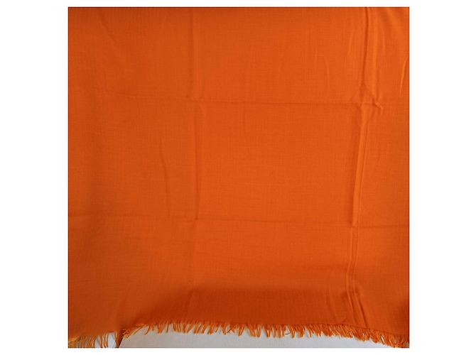 Sciarpa Hermès in Cachemire e Lana Arancione - vista 2