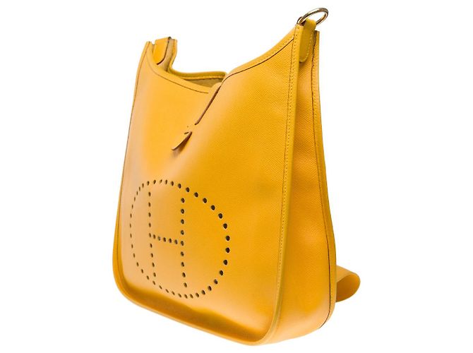 Hermès Sac HERMES Evelyne en Cuir Jaune - 101589 - vue 4