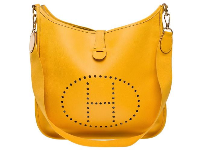 Hermès Sac HERMES Evelyne en Cuir Jaune - 101589 - vue 9