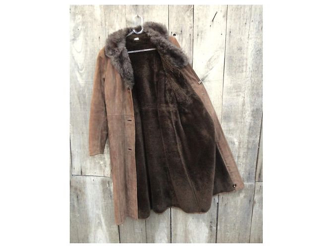 Autre Marque talla de abrigo de piel de oveja 38 Marrón oscuro - vista 2