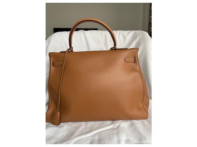 Hermès Kelly 35 Borsa in pelle color caramello - vista 4