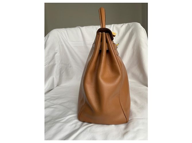 Hermès Kelly 35 Borsa in pelle color caramello - vista 6
