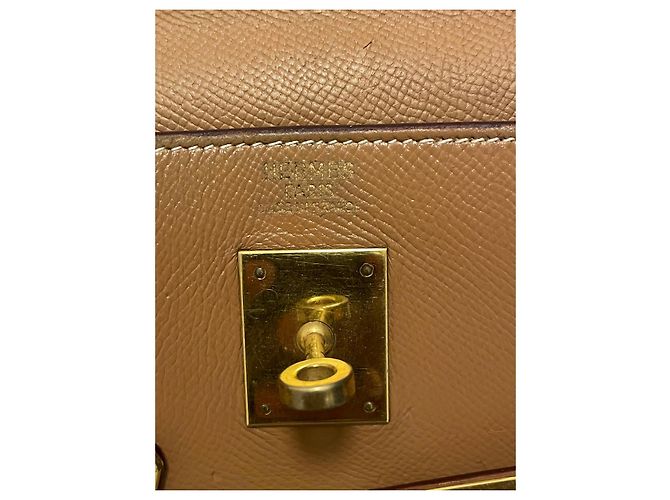 Hermès Kelly 35 Borsa in pelle color caramello - vista 7
