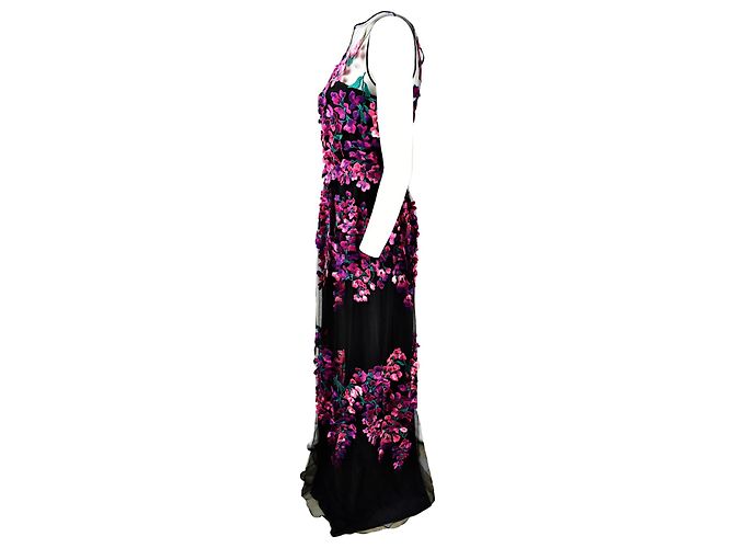 Blumarine Maxi Kleid mit 3D Blumen Schwarz - Ansicht 2