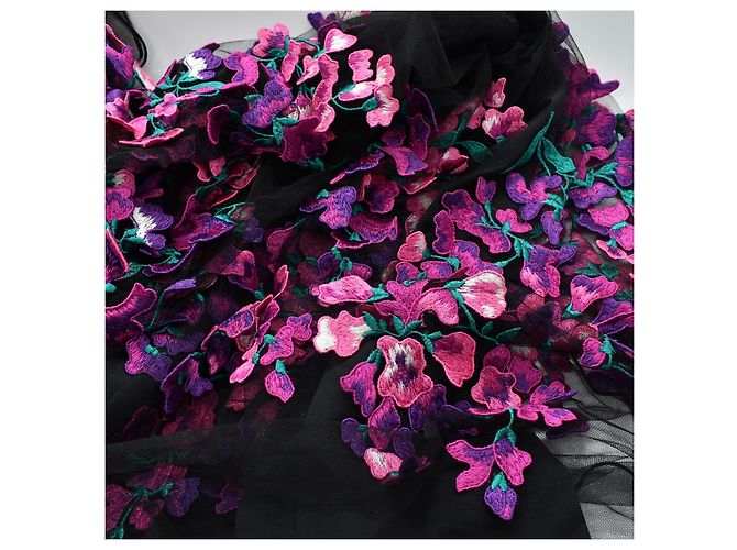 Blumarine Maxi Kleid mit 3D Blumen Schwarz - Ansicht 4