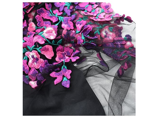 Blumarine Maxi Kleid mit 3D Blumen Schwarz - Ansicht 5