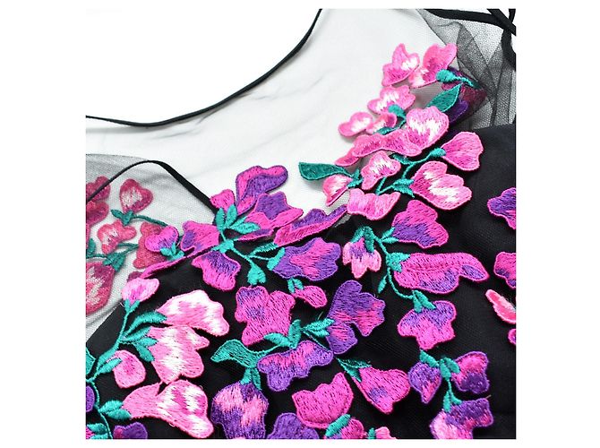 Blumarine Maxi Kleid mit 3D Blumen Schwarz - Ansicht 6