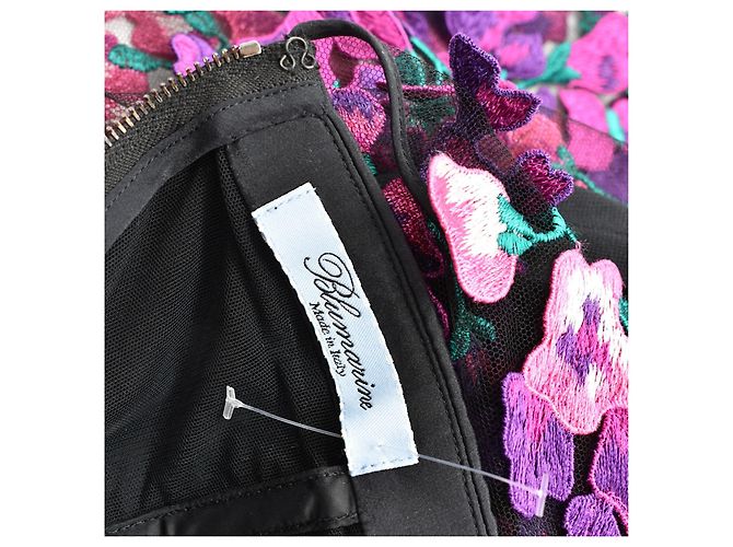 Blumarine Maxi Kleid mit 3D Blumen Schwarz - Ansicht 7