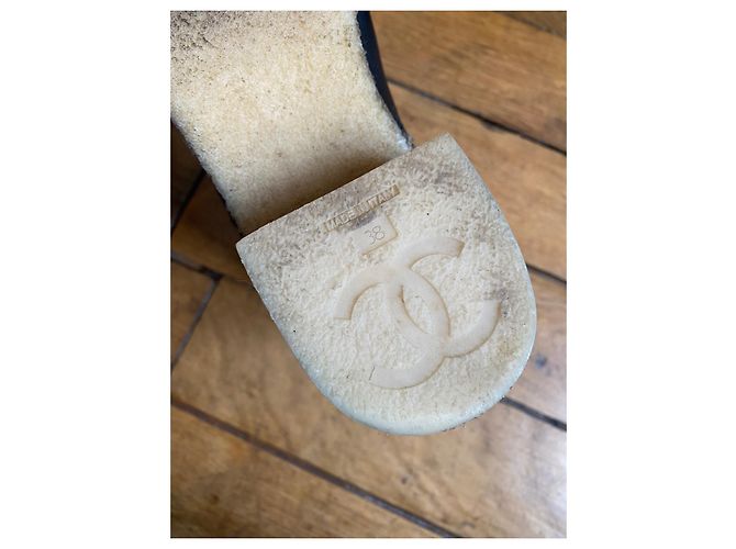 Chanel Leather Ankle Boots Black C Logo - view 10
