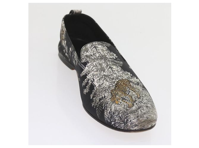 Hermès HERMES Jungle Semelle Cuir Schuhe Canvas 42.5 Schwarz Weiß Braun Auth bs9909 - Ansicht 12