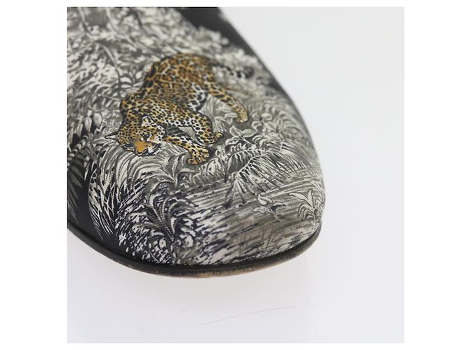 Hermès HERMES Jungle Semelle Cuir Schuhe Canvas 42.5 Schwarz Weiß Braun Auth bs9909 - Ansicht 13