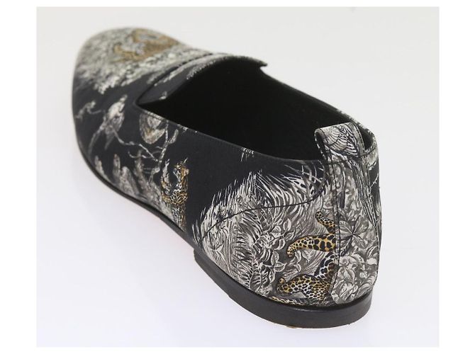 Hermès HERMES Jungle Semelle Cuir Schuhe Canvas 42.5 Schwarz Weiß Braun Auth bs9909 - Ansicht 14