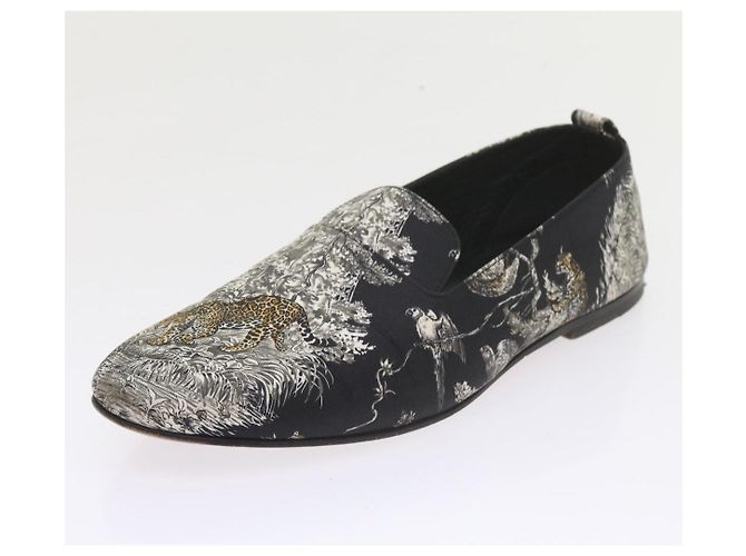 Hermès HERMES Jungle Semelle Cuir Schuhe Canvas 42.5 Schwarz Weiß Braun Auth bs9909 - Ansicht 15