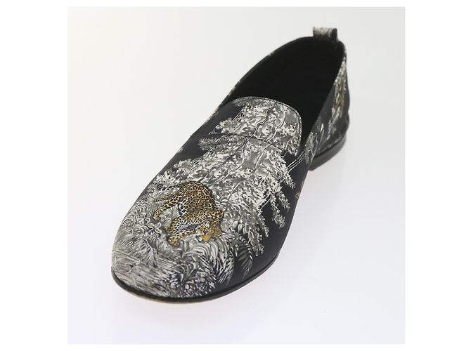 Hermès HERMES Jungle Semelle Cuir Schuhe Canvas 42.5 Schwarz Weiß Braun Auth bs9909 - Ansicht 2