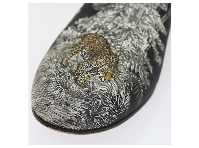 Hermès HERMES Jungle Semelle Cuir Schuhe Canvas 42.5 Schwarz Weiß Braun Auth bs9909 - Ansicht 3