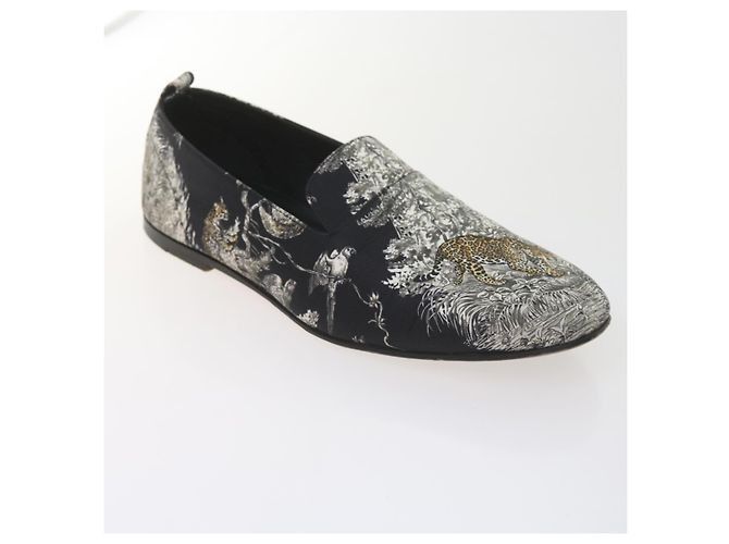 Hermès HERMES Jungle Semelle Cuir Schuhe Canvas 42.5 Schwarz Weiß Braun Auth bs9909 - Ansicht 6