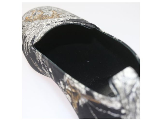 Hermès HERMES Jungle Semelle Cuir Schuhe Canvas 42.5 Schwarz Weiß Braun Auth bs9909 - Ansicht 9