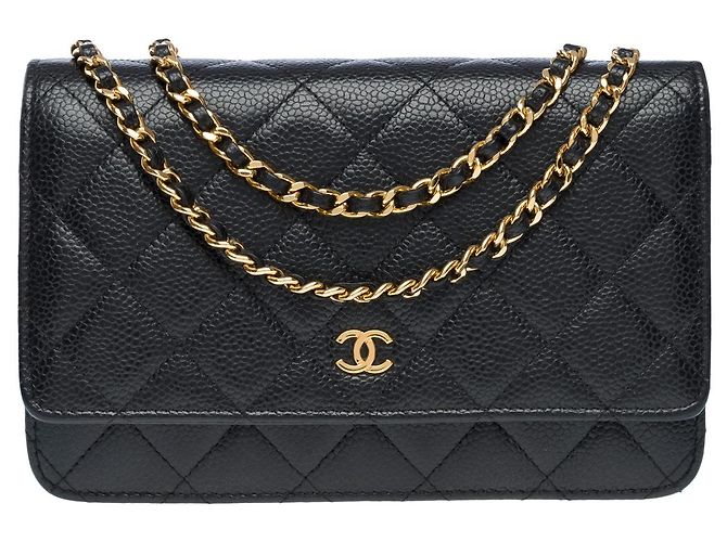 Sac CHANEL Wallet on Chain en Cuir Noir - 101574 - vue 3