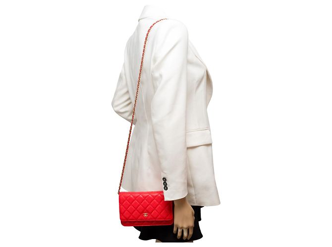 CHANEL Wallet on Chain Bag in Red Leather - 101577 - view 13