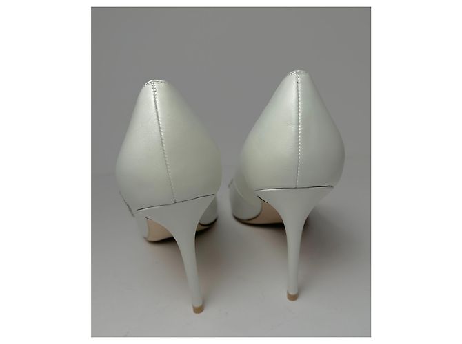 Décolleté Stuart Weitzman Promise 85 con Punta Decorata in Pelle Bianca Bianco - vista 5