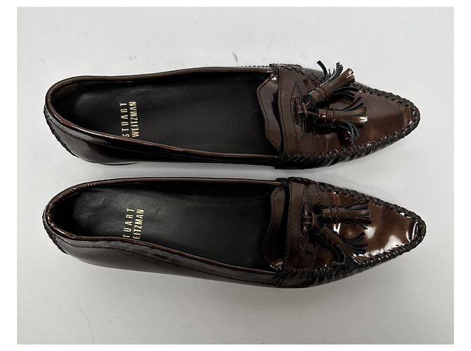 Mocassini con nappe Stuart Weitzman in pelle verniciata bronzo Marrone - vista 2