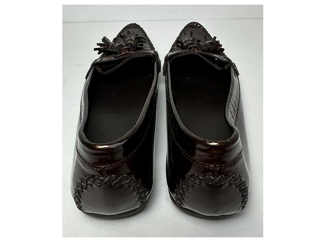 Mocassini con nappe Stuart Weitzman in pelle verniciata bronzo Marrone - vista 4