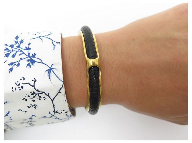 Hermès BRACCIALE + ANELLO SCIARPA HERMES KYOTO T RING19 48 ANELLO IN METALLO E PELLE D'oro - vista 19