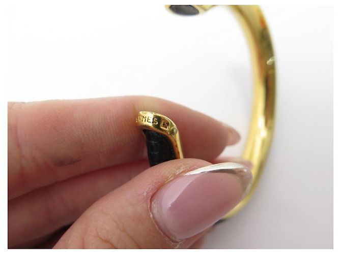 Hermès BRACCIALE + ANELLO SCIARPA HERMES KYOTO T RING19 48 ANELLO IN METALLO E PELLE D'oro - vista 4
