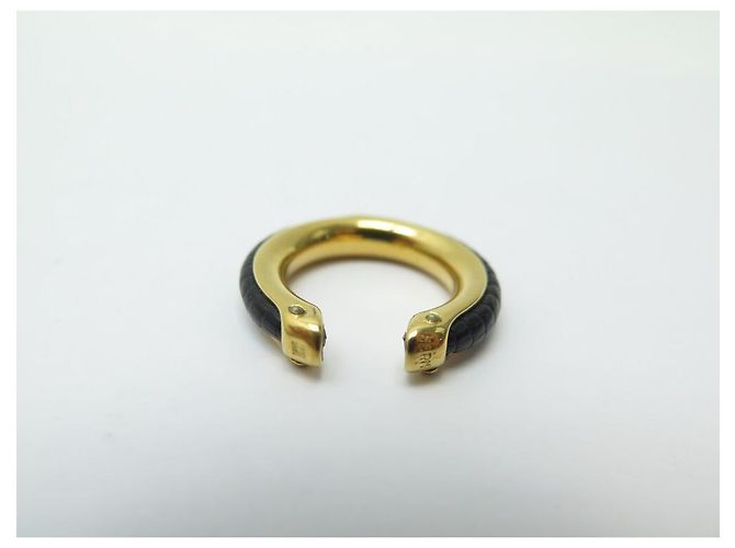 Hermès BRACCIALE + ANELLO SCIARPA HERMES KYOTO T RING19 48 ANELLO IN METALLO E PELLE D'oro - vista 7