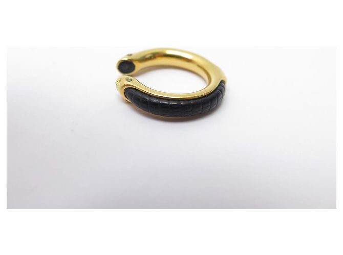 Hermès BRACCIALE + ANELLO SCIARPA HERMES KYOTO T RING19 48 ANELLO IN METALLO E PELLE D'oro - vista 8