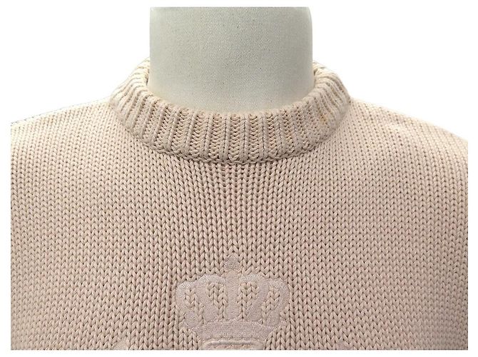 NEUER BALENCIAGA CREWNECK CREST STRICKPULLOVER 664369 S OVERSIZE WOLL-SWEATSHIRT Beige - Ansicht 2