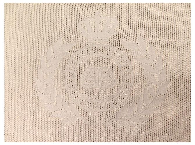 NEUER BALENCIAGA CREWNECK CREST STRICKPULLOVER 664369 S OVERSIZE WOLL-SWEATSHIRT Beige - Ansicht 4