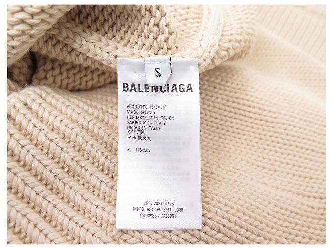 NEUER BALENCIAGA CREWNECK CREST STRICKPULLOVER 664369 S OVERSIZE WOLL-SWEATSHIRT Beige - Ansicht 7