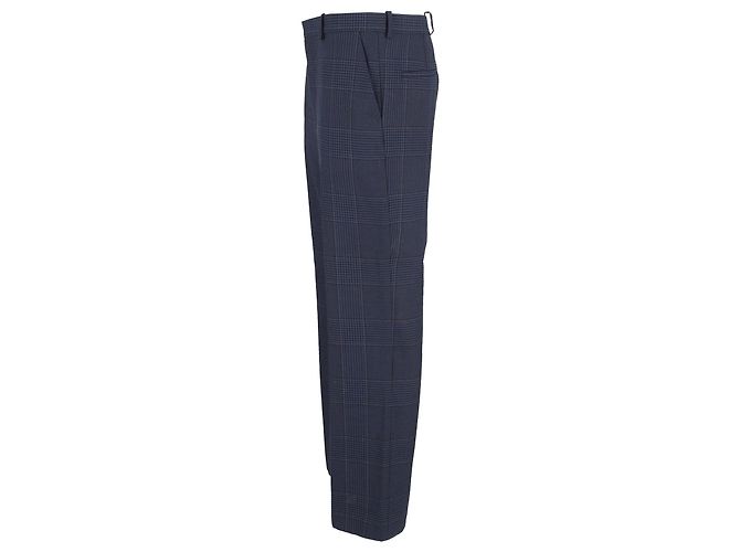 Balenciaga Karierte Hose aus blauer Baumwolle Marineblau - Ansicht 2