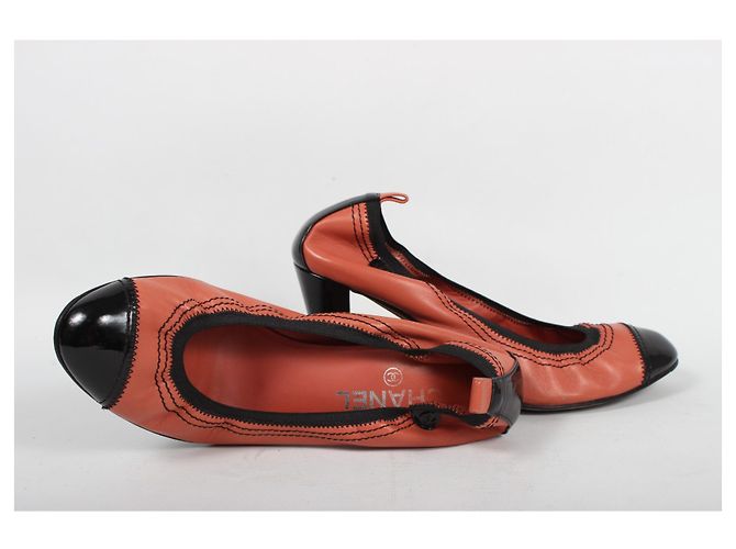 Chanel Absatzschuhe Leder Koralle Größe 38 - Ansicht 10