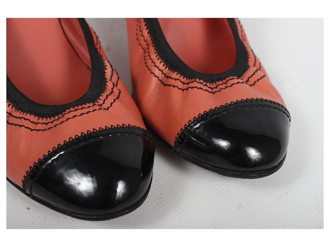 Chanel Absatzschuhe Leder Koralle Größe 38 - Ansicht 11