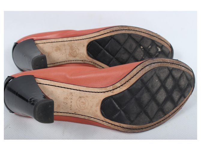 Chanel Absatzschuhe Leder Koralle Größe 38 - Ansicht 13