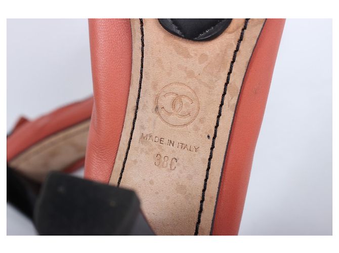 Chanel Absatzschuhe Leder Koralle Größe 38 - Ansicht 14