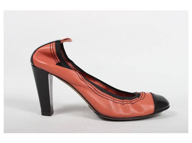 Chanel Absatzschuhe Leder Koralle Größe 38 - Ansicht 2