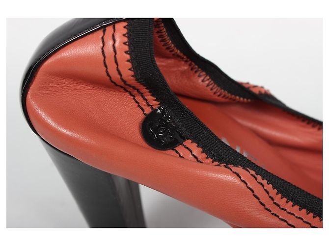 Chanel Absatzschuhe Leder Koralle Größe 38 - Ansicht 3