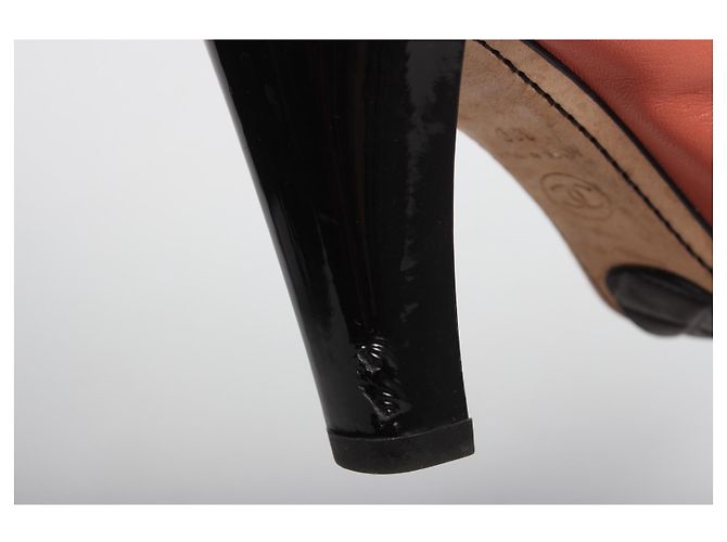 Chanel Absatzschuhe Leder Koralle Größe 38 - Ansicht 8